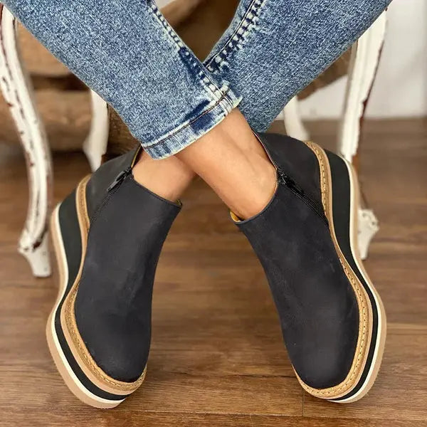Albertine Bottines Compensées Zippées Aspect Cuir Femme
