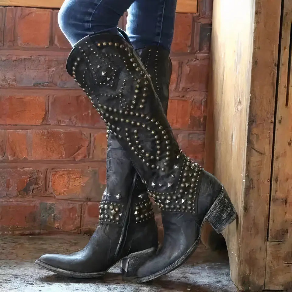 Armelle Bottes Hautes À Rivets Et Bout Pointu Femme