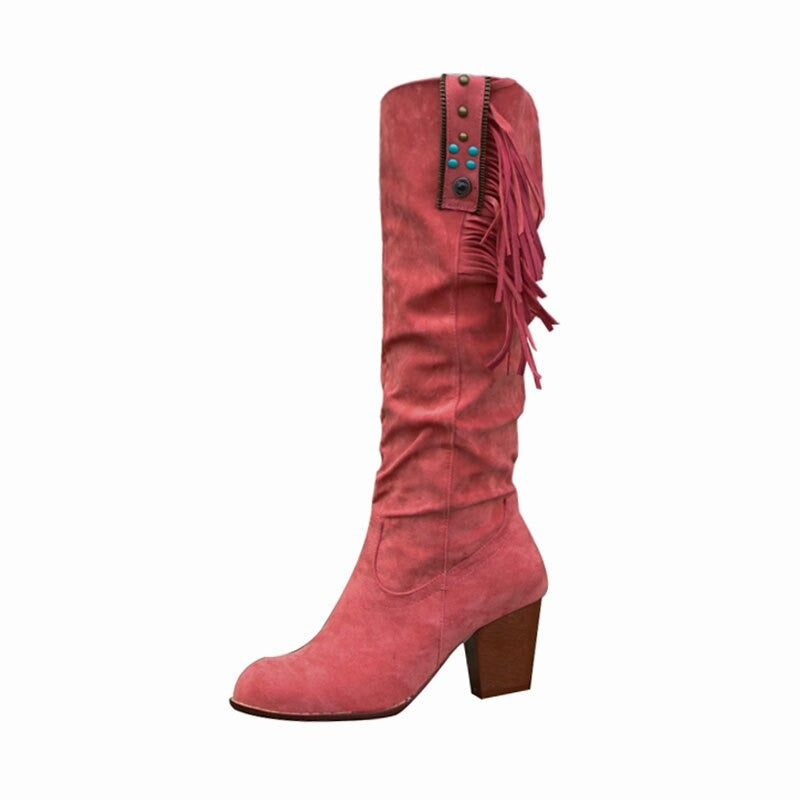 Héloïse Bottes Western Effet Daim À Franges Femme