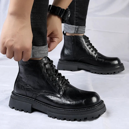 Guillaume Bottines Zippées Aspect Cuir Vieilli Homme