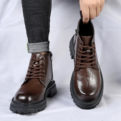 Guillaume Bottines Zippées Aspect Cuir Vieilli Homme