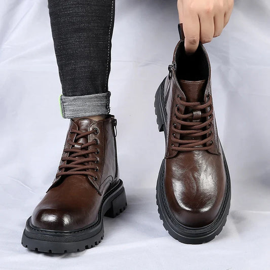 Guillaume Bottines Zippées Aspect Cuir Vieilli Homme
