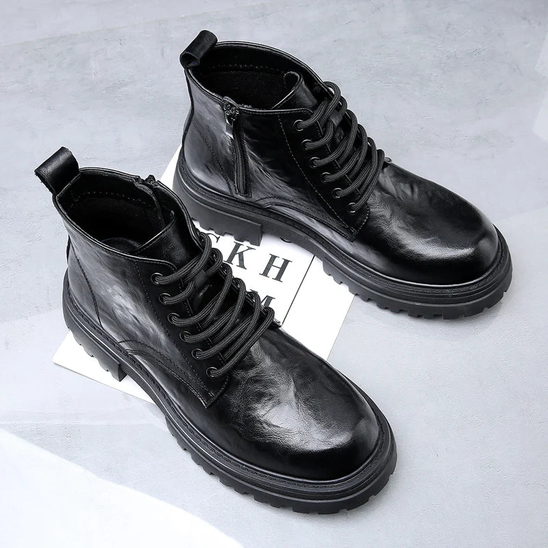 Guillaume Bottines Zippées Aspect Cuir Vieilli Homme