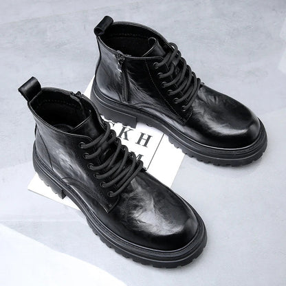Guillaume Bottines Zippées Aspect Cuir Vieilli Homme