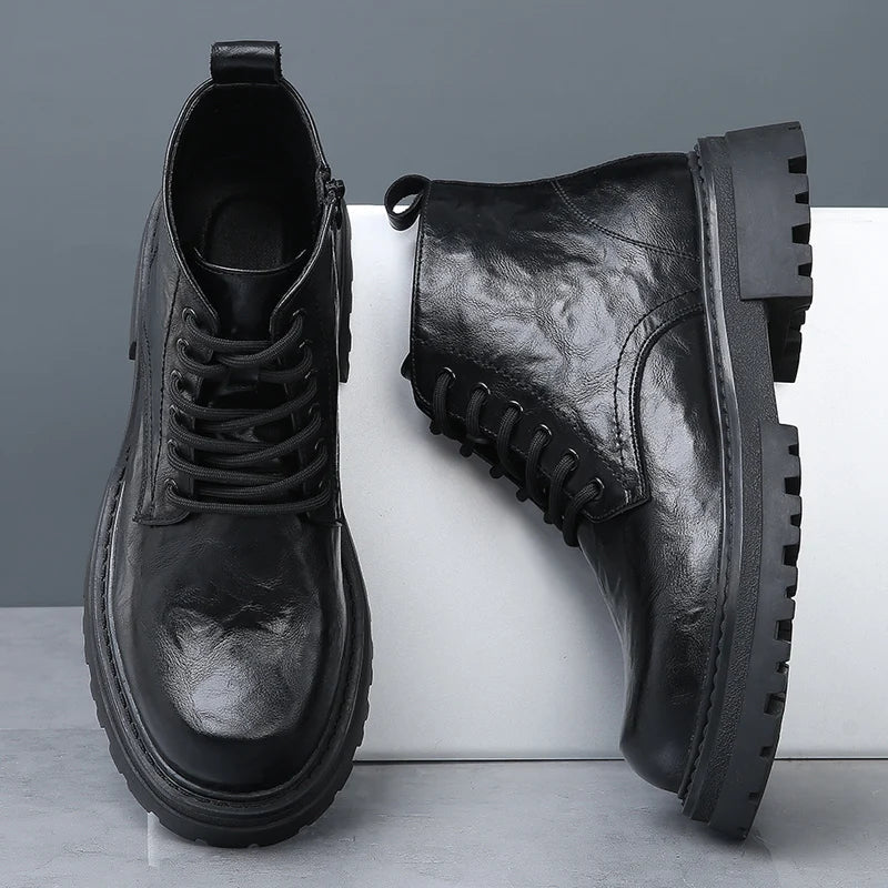 Guillaume Bottines Zippées Aspect Cuir Vieilli Homme