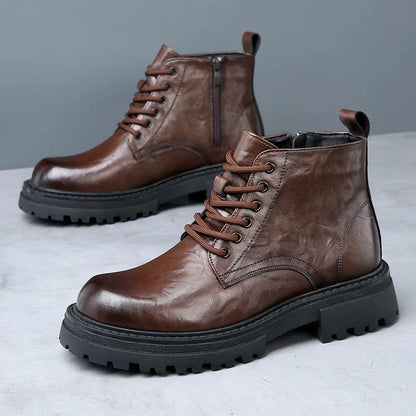 Guillaume Bottines Zippées Aspect Cuir Vieilli Homme