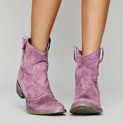 Solange Bottines Western Effet Daim À Talon Bottier Femme