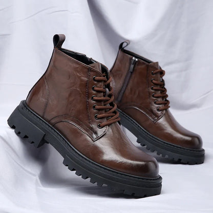 Guillaume Bottines Zippées Aspect Cuir Vieilli Homme