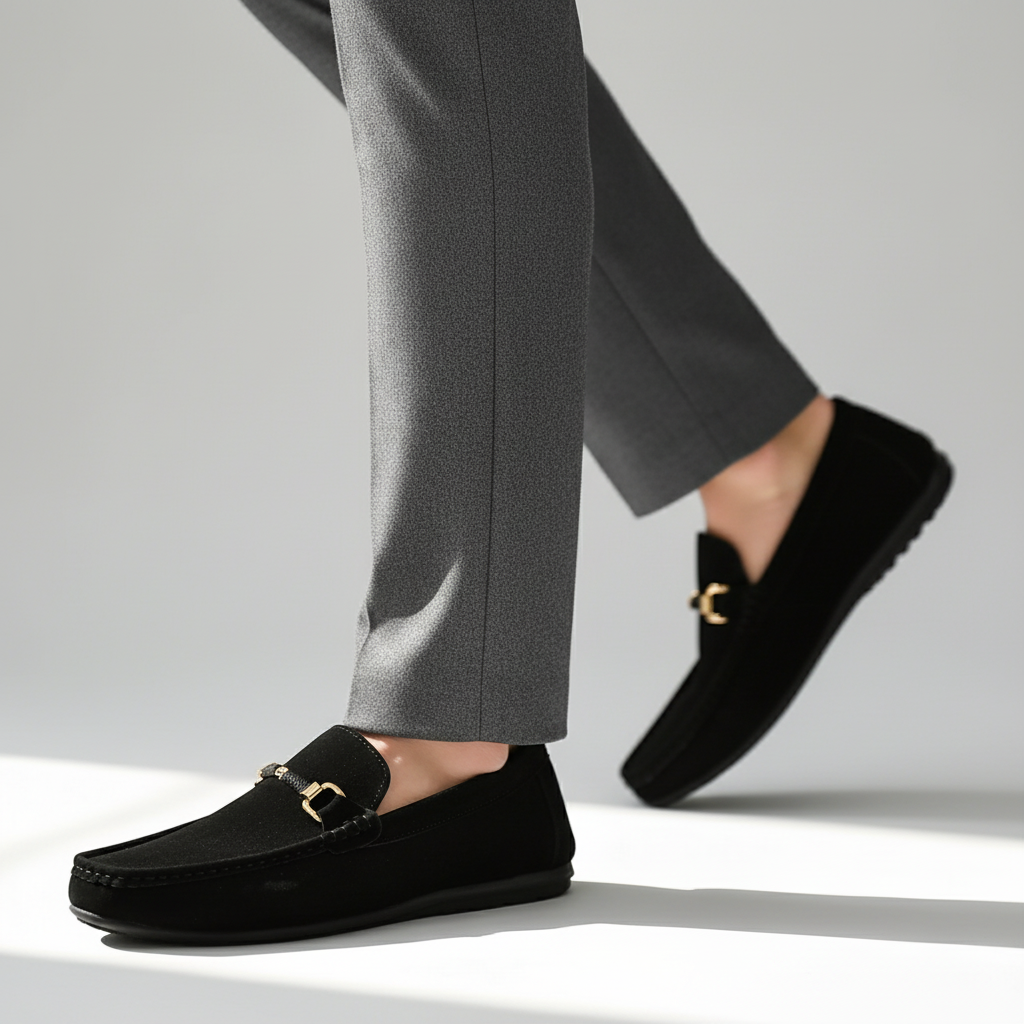 Benoît Mocassins Effet Daim À Boucle Métal Homme
