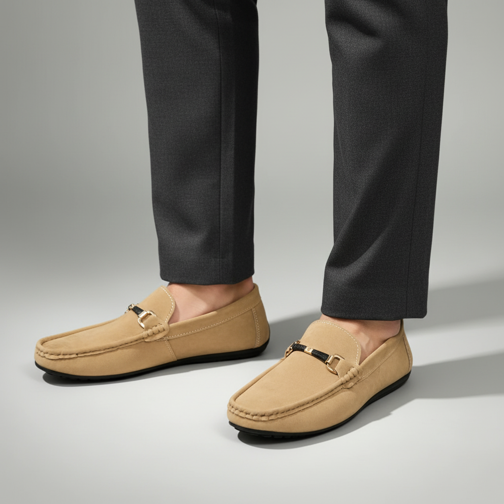 Benoît Mocassins Effet Daim À Boucle Métal Homme