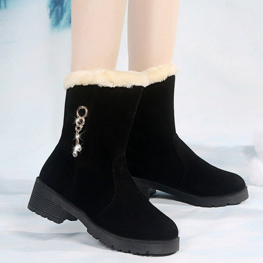 Lucienne Bottines Fourrées À Talon Bas Et Breloque Femme