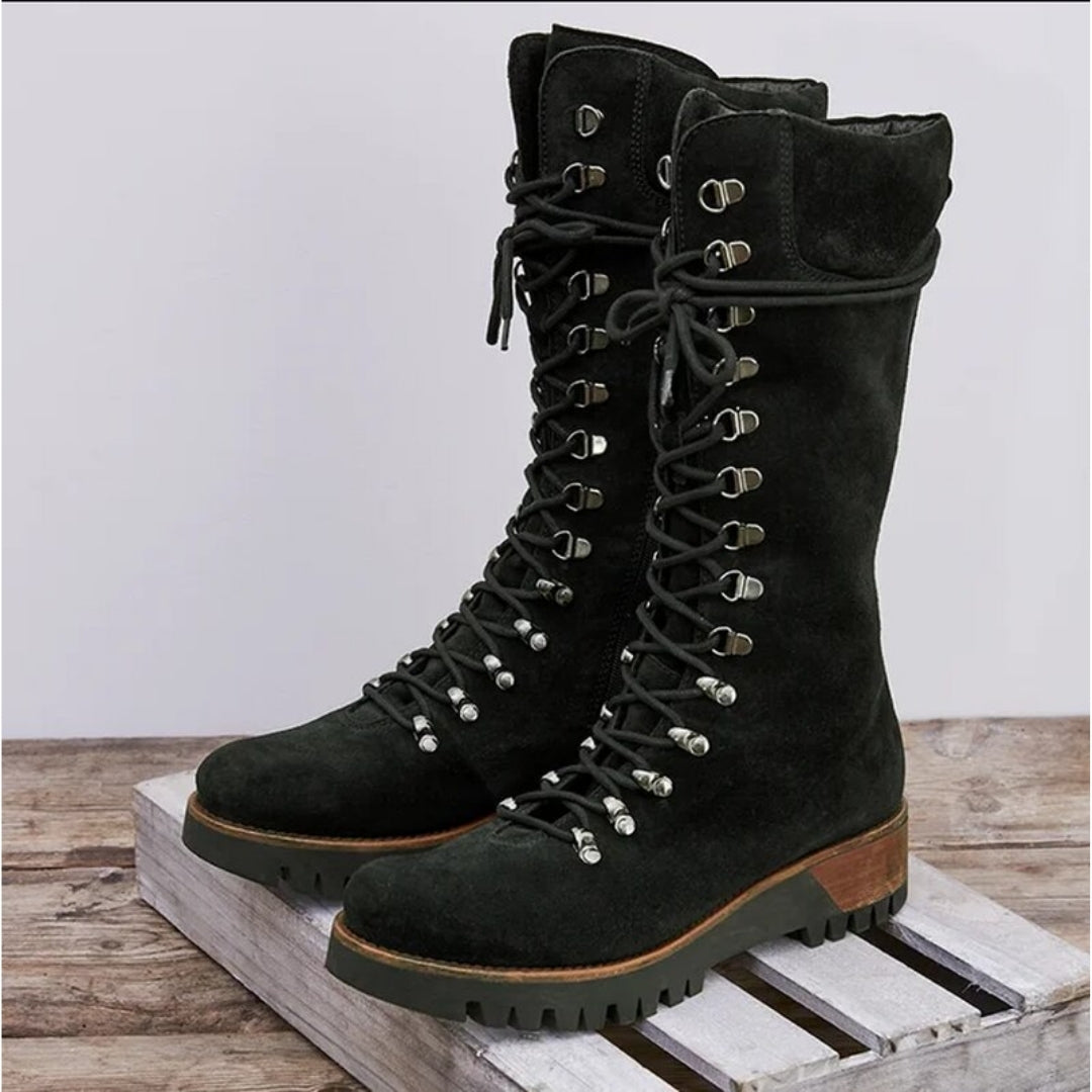 Adélaïde Bottes Hautes À Lacets Et Semelle Crantée Femme