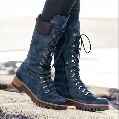 Adélaïde Bottes Hautes À Lacets Et Semelle Crantée Femme