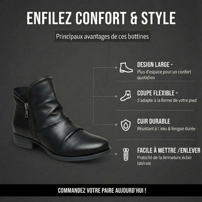 Lou Bottines Froncées Zippées À Talon Bas Femme