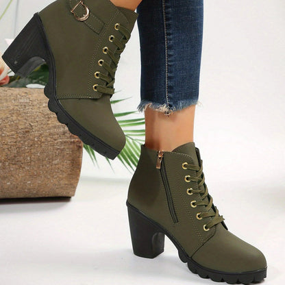 Estelle Bottines Effet Daim À Lacets Boucle Et Talon Carré Femme