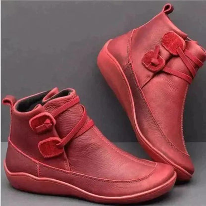 Philippine Bottines Plates À Double Bride Aspect Cuir Femme