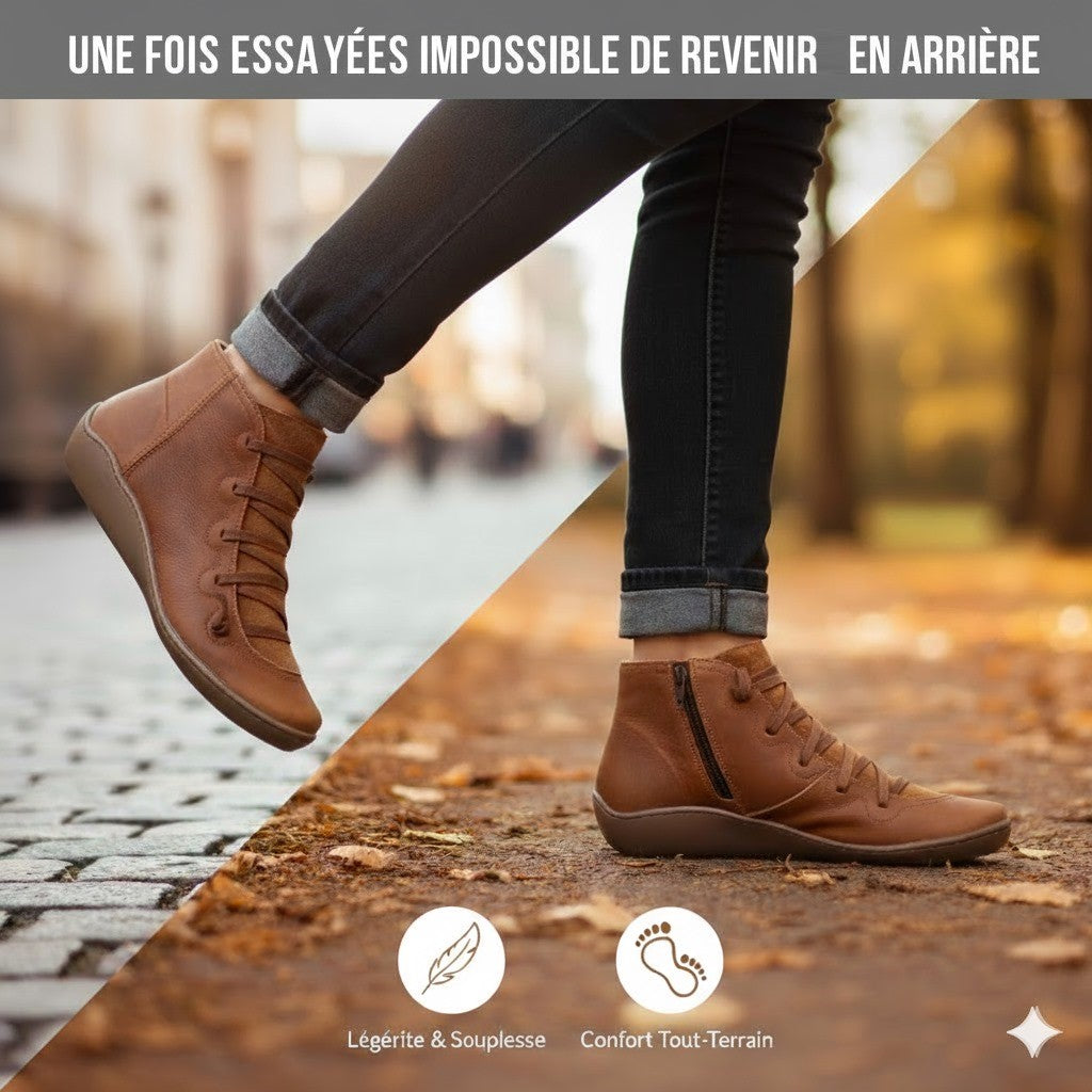 Lina Bottines Plates À Lacets Et Zip Coutures Apparentes Femme