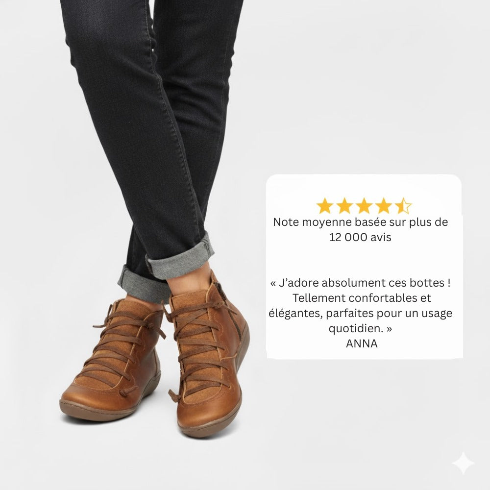 Lina Bottines Plates À Lacets Et Zip Coutures Apparentes Femme