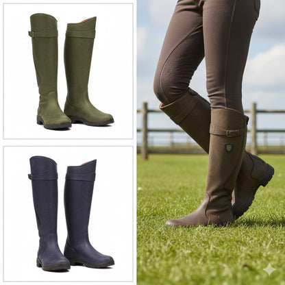 Agathe Bottes Cavalières Hautes À Sangle Et Talon Plat Femme