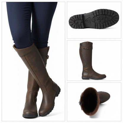 Agathe Bottes Cavalières Hautes À Sangle Et Talon Plat Femme