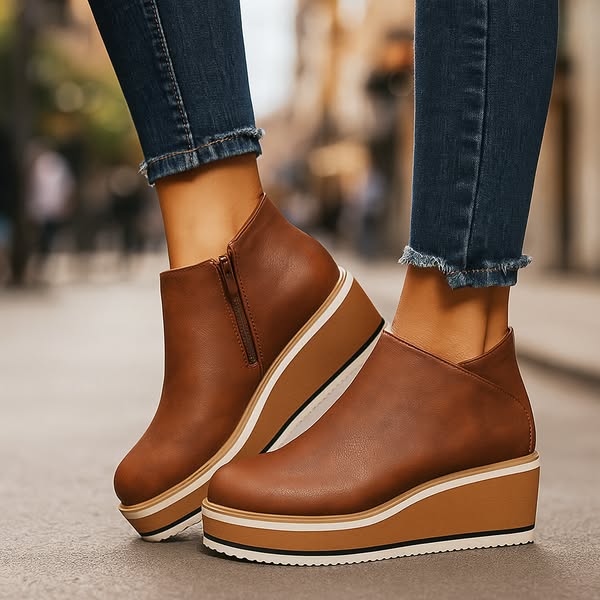 Mila Bottines Compensées Zippées Semelle Rayée Femme