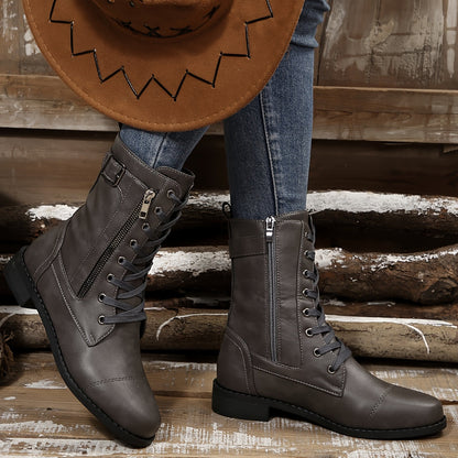 Juliette Bottes Mi-Mollet Lacées À Zip Et Boucle Femme