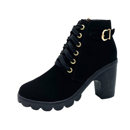 Anouk Bottines À Lacets Talon Carré Haut Semelle Crantée Femme
