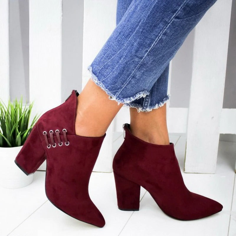 Gisèle Bottines Bout Pointu Talon Carré À Laçage Latéral Femme