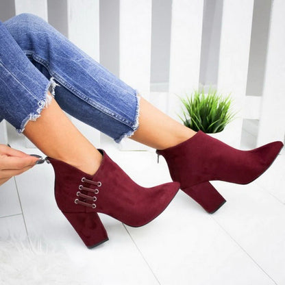 Gisèle Bottines Bout Pointu Talon Carré À Laçage Latéral Femme