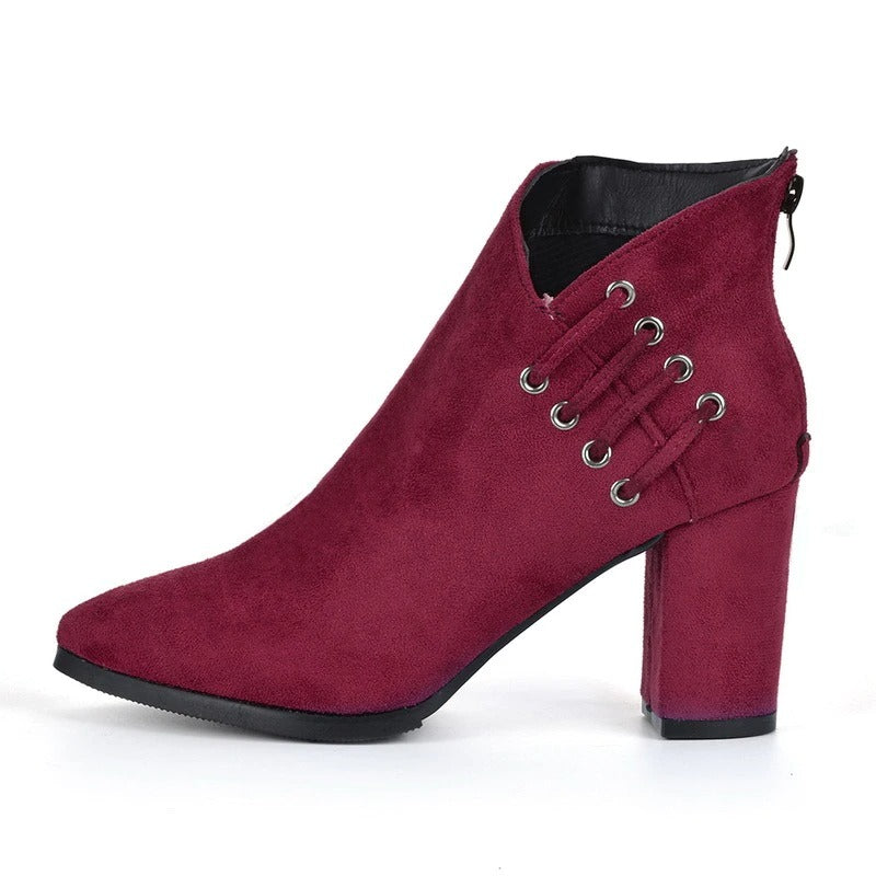 Gisèle Bottines Bout Pointu Talon Carré À Laçage Latéral Femme