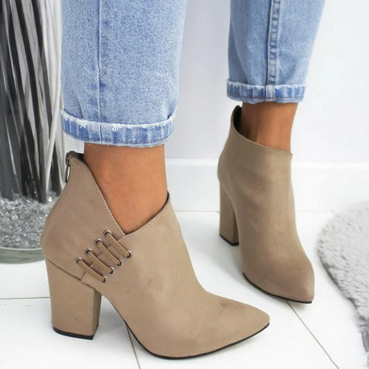 Gisèle Bottines Bout Pointu Talon Carré À Laçage Latéral Femme
