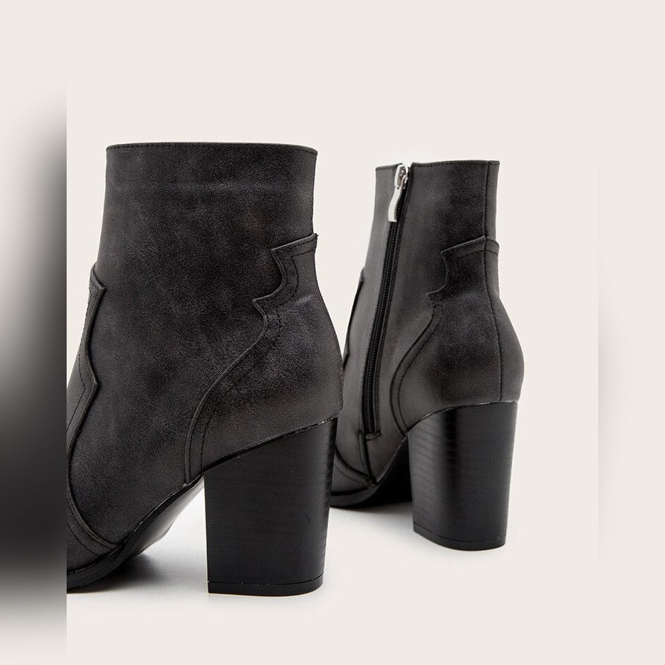 Victoire Bottines Zippées À Talon Carré Et Bout Pointu Femme