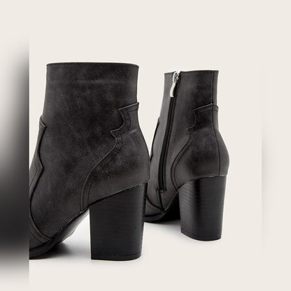 Victoire Bottines Zippées À Talon Carré Et Bout Pointu Femme