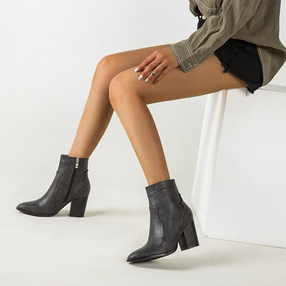 Victoire Bottines Zippées À Talon Carré Et Bout Pointu Femme