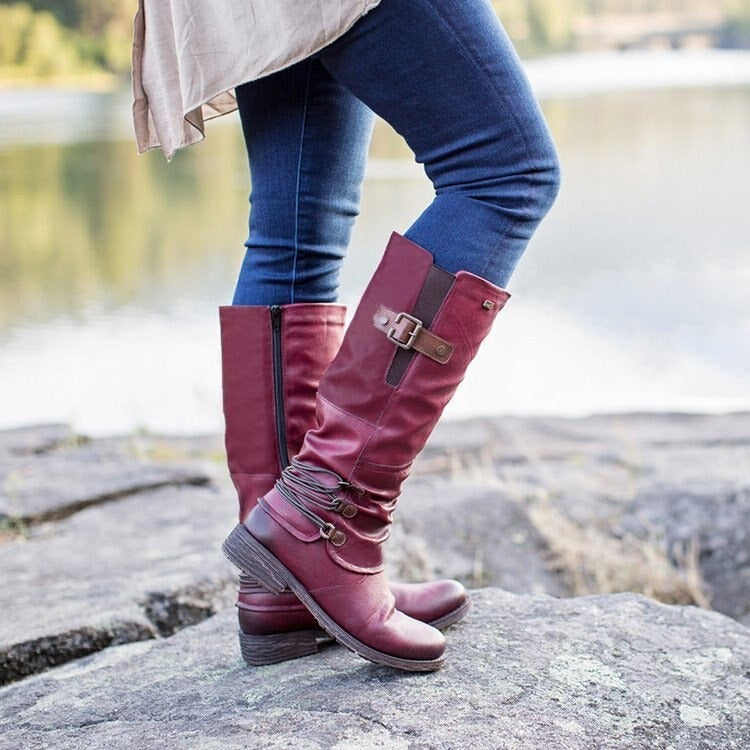 Inès Bottes Mi-Mollet À Boucles Et Talon Bas Femme