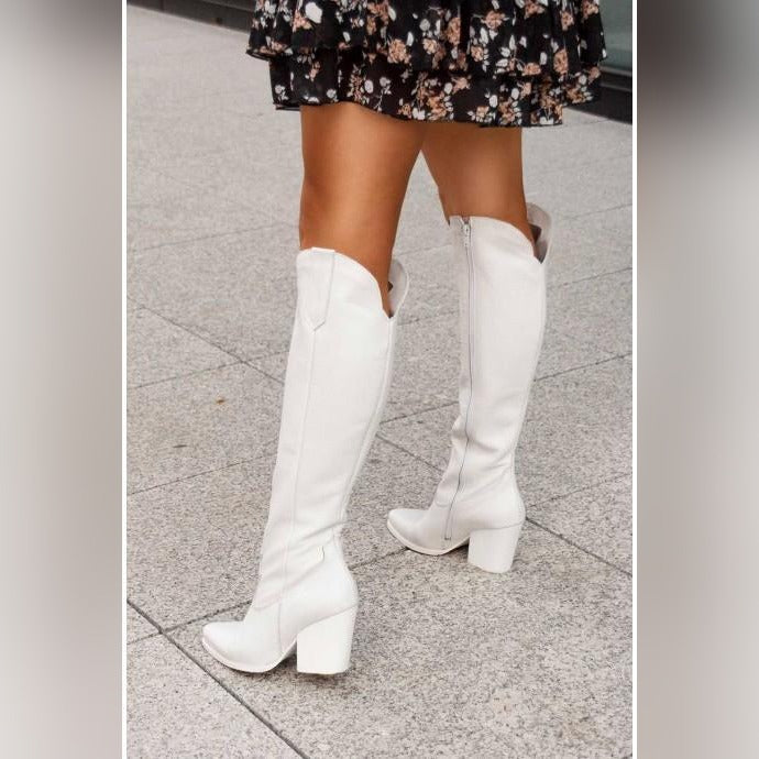 Jeanne Bottes Western Hautes À Talon Carré Femme