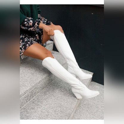Jeanne Bottes Western Hautes À Talon Carré Femme