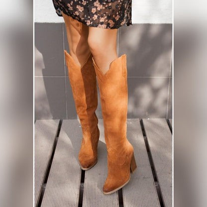 Jeanne Bottes Western Hautes À Talon Carré Femme