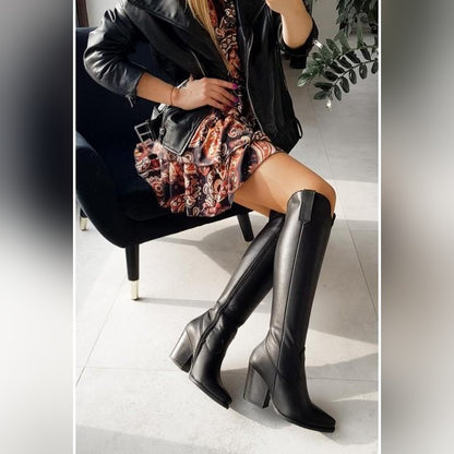 Jeanne Bottes Western Hautes À Talon Carré Femme