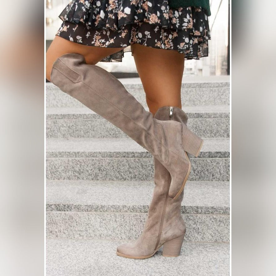 Jeanne Bottes Western Hautes À Talon Carré Femme