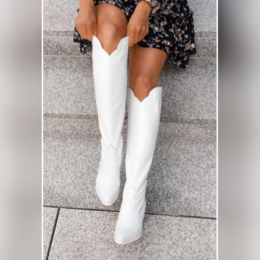 Jeanne Bottes Western Hautes À Talon Carré Femme