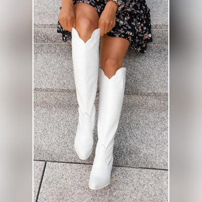 Jeanne Bottes Western Hautes À Talon Carré Femme