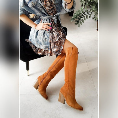Jeanne Bottes Western Hautes À Talon Carré Femme