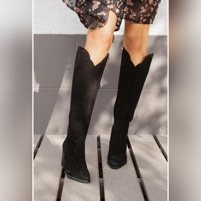 Jeanne Bottes Western Hautes À Talon Carré Femme
