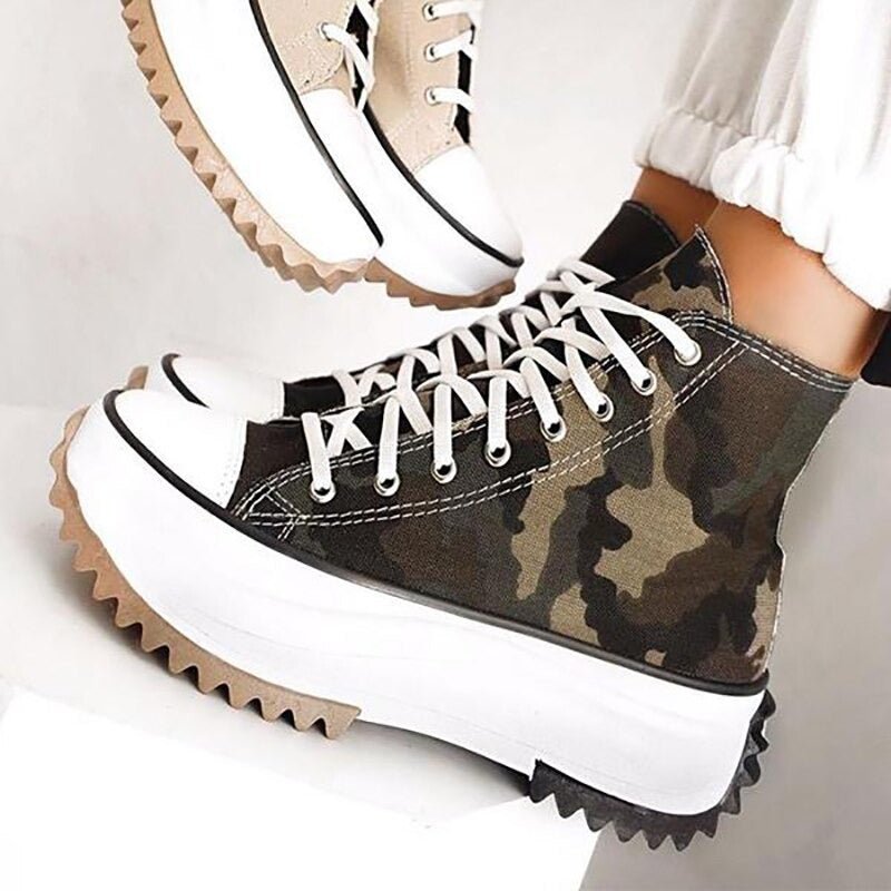Charlotte Baskets Montantes En Toile À Plateforme Femme