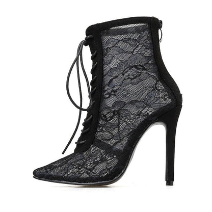Violette Bottines En Dentelle À Lacets Et Talon Aiguille Femme
