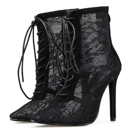 Violette Bottines En Dentelle À Lacets Et Talon Aiguille Femme