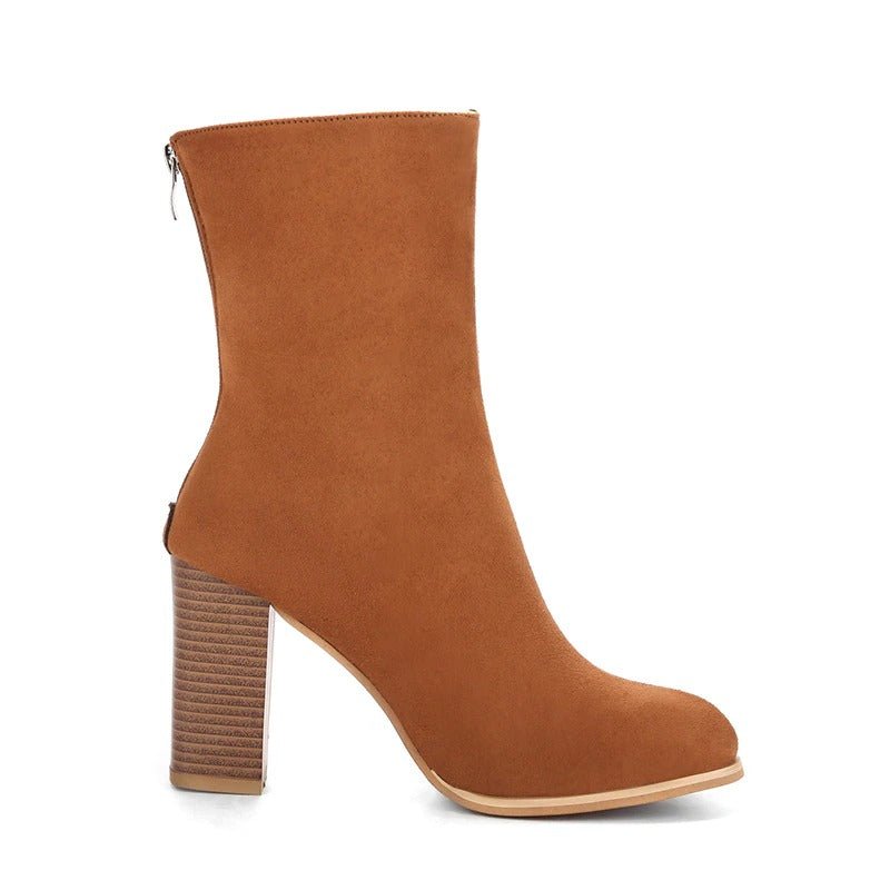 Bérangère Bottes Mi-Mollet Effet Daim À Talon Carré Femme