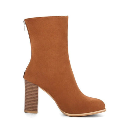 Bérangère Bottes Mi-Mollet Effet Daim À Talon Carré Femme