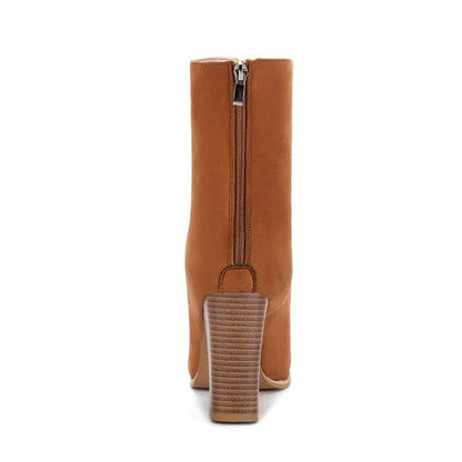 Bérangère Bottes Mi-Mollet Effet Daim À Talon Carré Femme